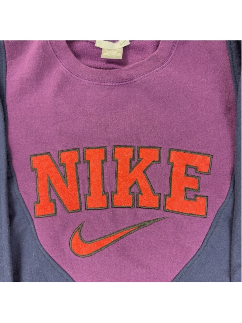 Vintage Nike Men's Sz Medium Reworked Purple/Blue Retro Fleece Crewneck Sweater - Picture 6 of 9